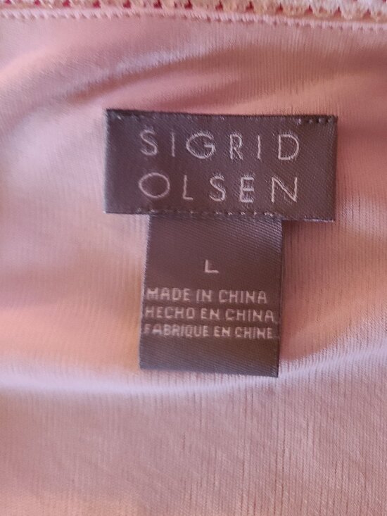Sigrid Olsen Silk Long Sleeve Blouse Size Large Lined Lace Trim Neckline - Picture 5 of 5